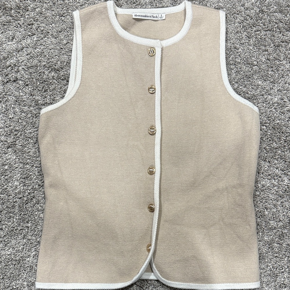 Abercrombie & Fitch Tan Vest with White Trim